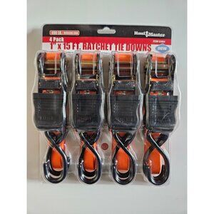 HAUL-MASTER 1 in. x 15 ft. Ratcheting Tie Downs 4-Pack 400 lb Capacity